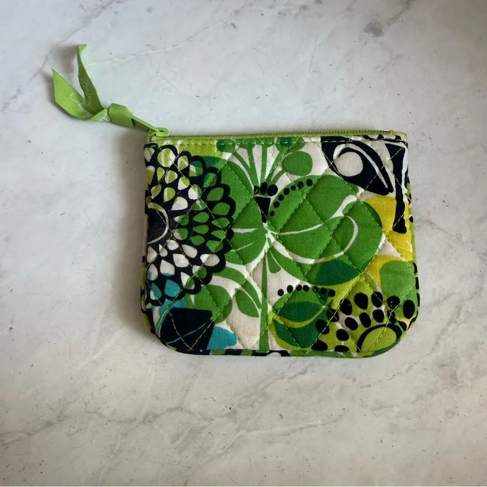 Vera Bradley Green Floral Plastic Lined Pouch